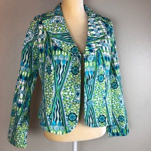 Scrap Work Aqua Cotton Blazer NEW XS